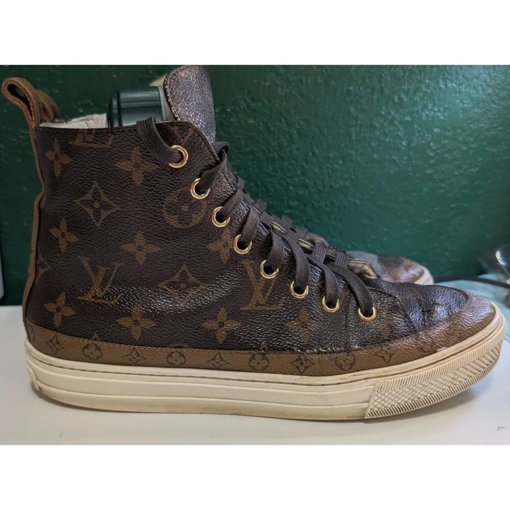 Louis Vuitton Monogram High-Top Sneakers EU 36.5 Brown Canvas w/ COA